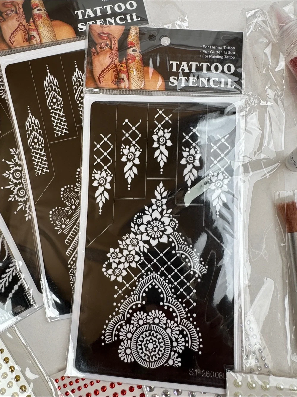 Temporary Tattoo Kit - Red and Gold Henna Style